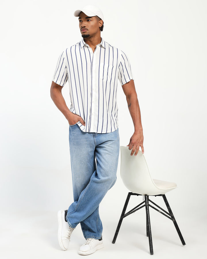 Men’s Classic Vertical Stripe Short Sleeve Shirt