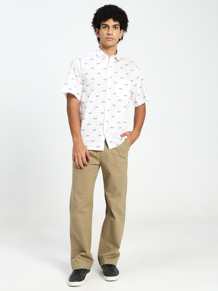 Men’s White Oversized Sneaker Print Shirt