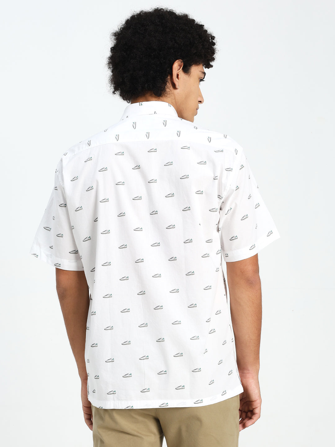 Men’s White Oversized Sneaker Print Shirt