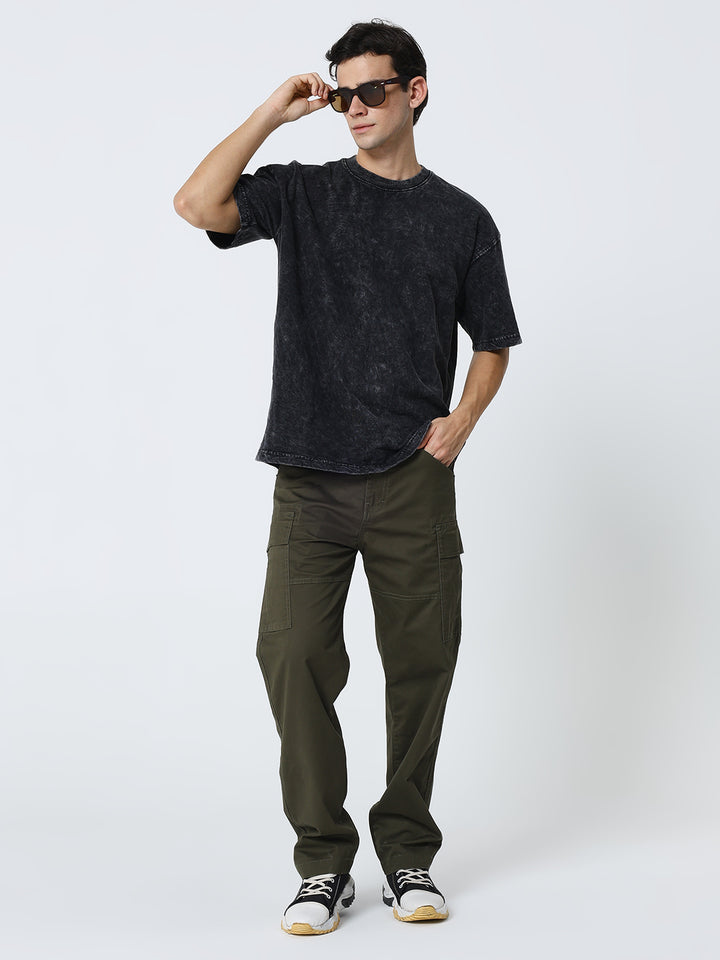Men's Dobby stretch straight cargo green