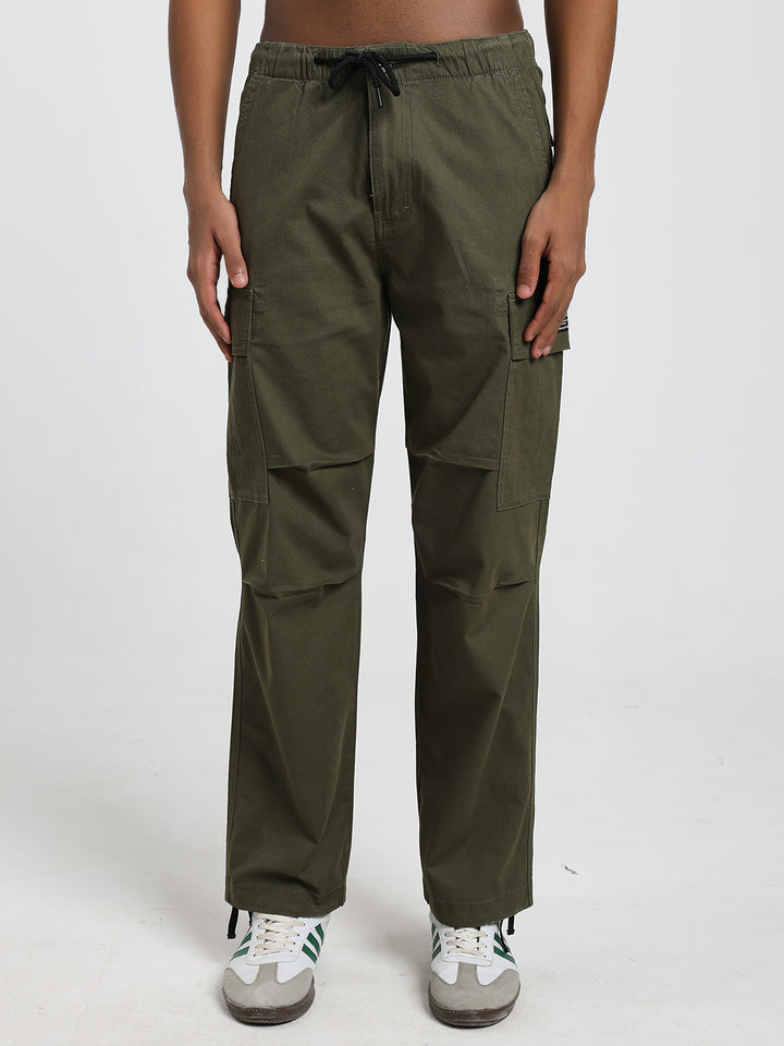 Men's Honeycomb weave straight fit olive cargo