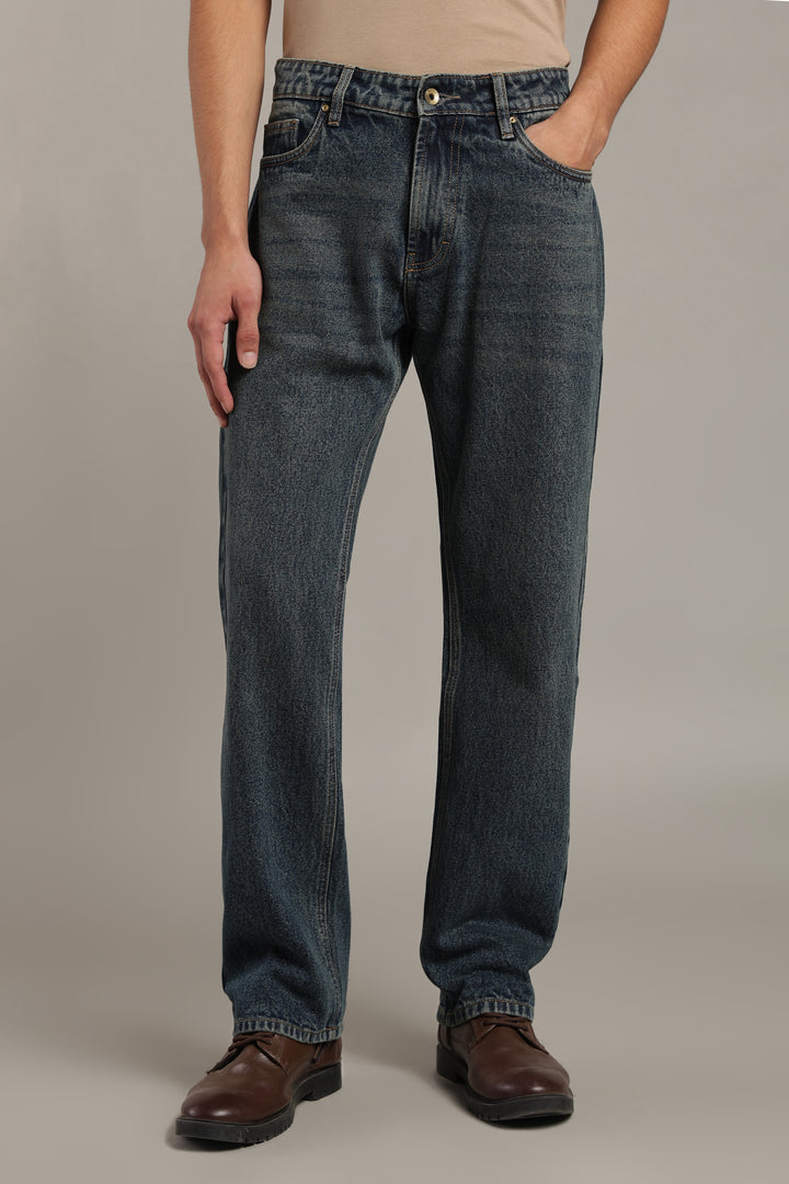 Men's Dark Wash Straight Fit Denim Jeans