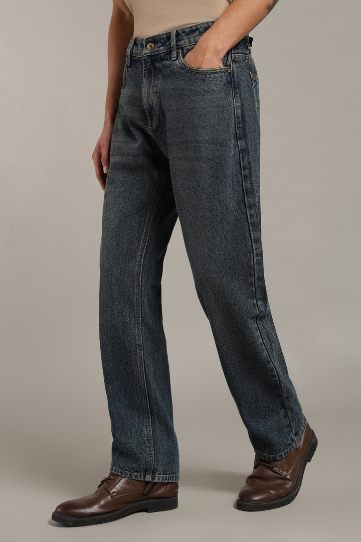 Men's Dark Wash Straight Fit Denim Jeans
