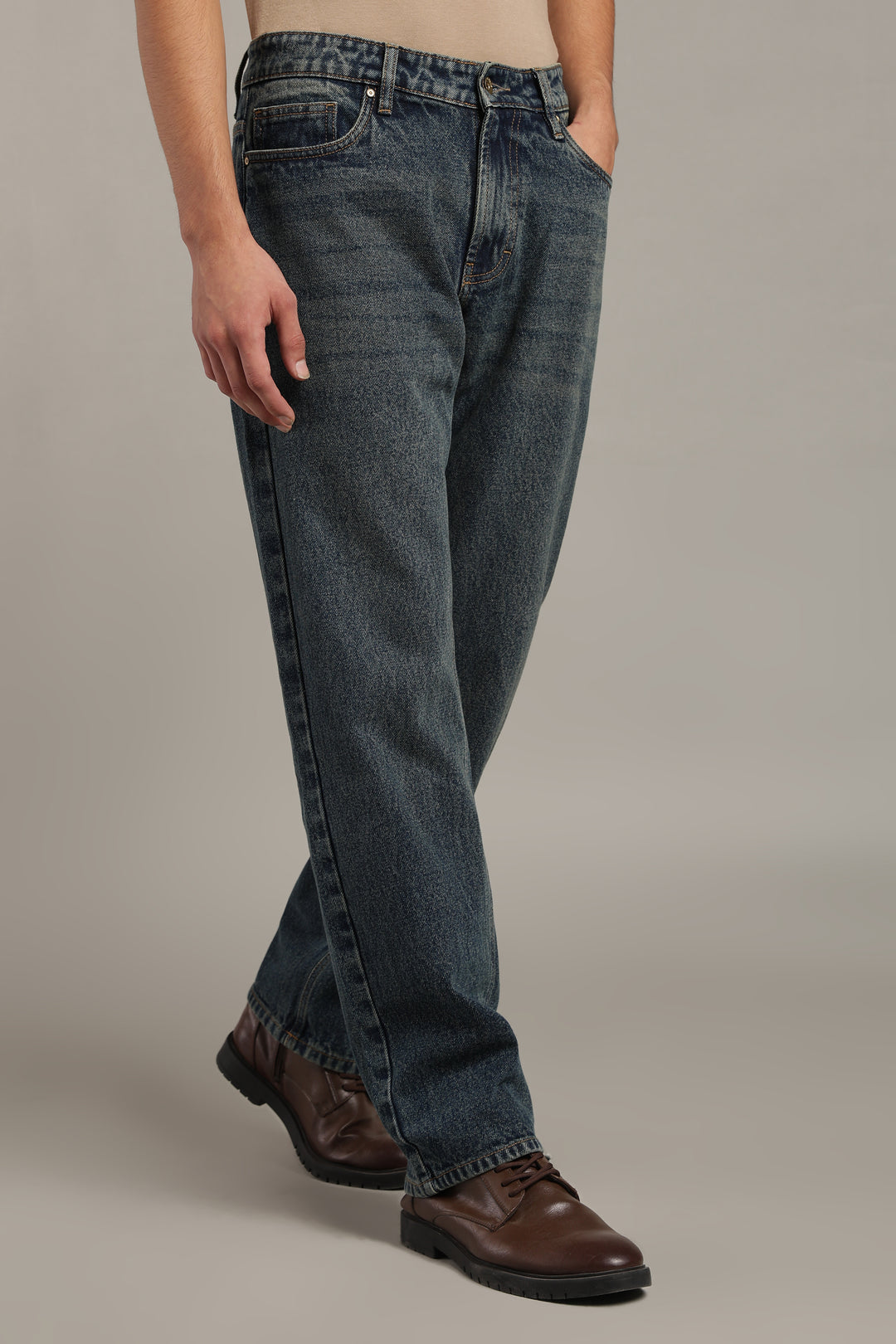 Men's Dark Wash Straight Fit Denim Jeans