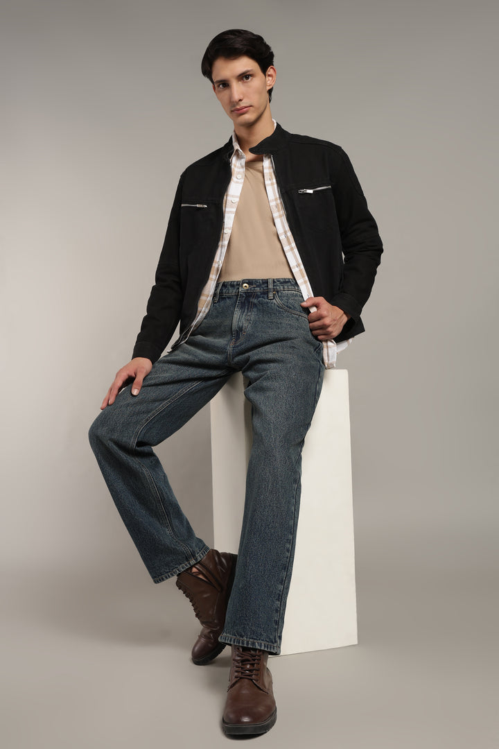 Men's Dark Wash Straight Fit Denim Jeans