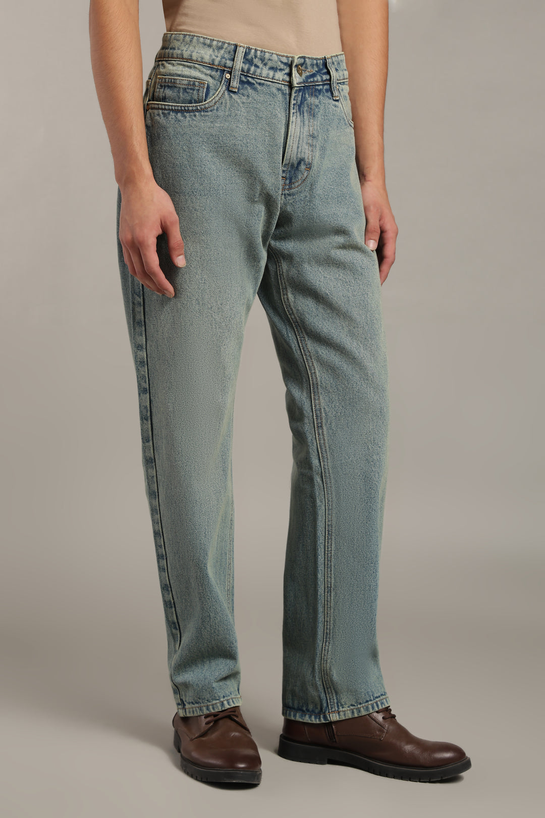 Men's Dusty Wash Straight Fit Denim Jeans