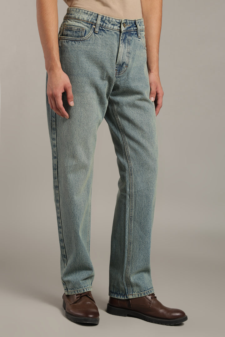 Men's Dusty Wash Straight Fit Denim Jeans