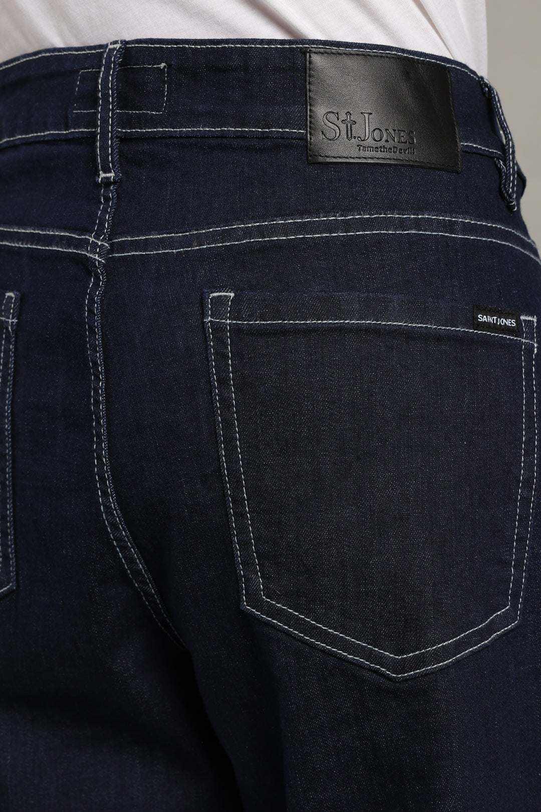 Men's Dark Indigo Baggy Fit Contrast Stitch Jeans