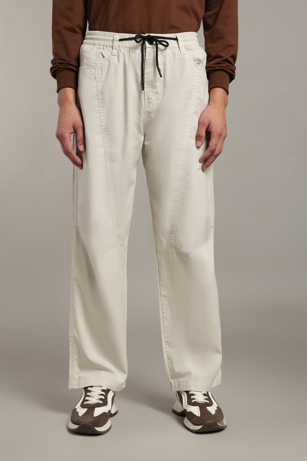 Men’s Cream Relaxed Utility Pants