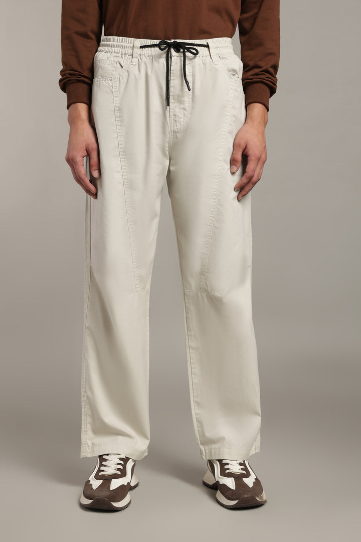 Men’s Cream Relaxed Utility Pants