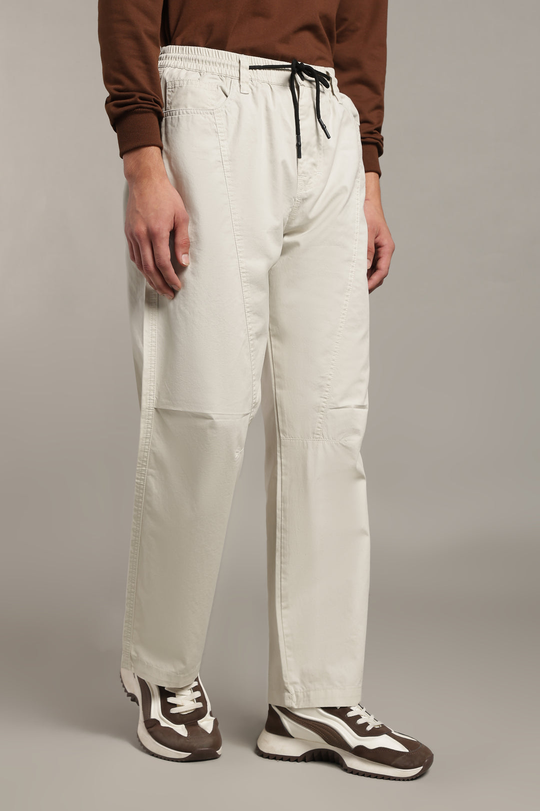 Men’s Cream Relaxed Utility Pants