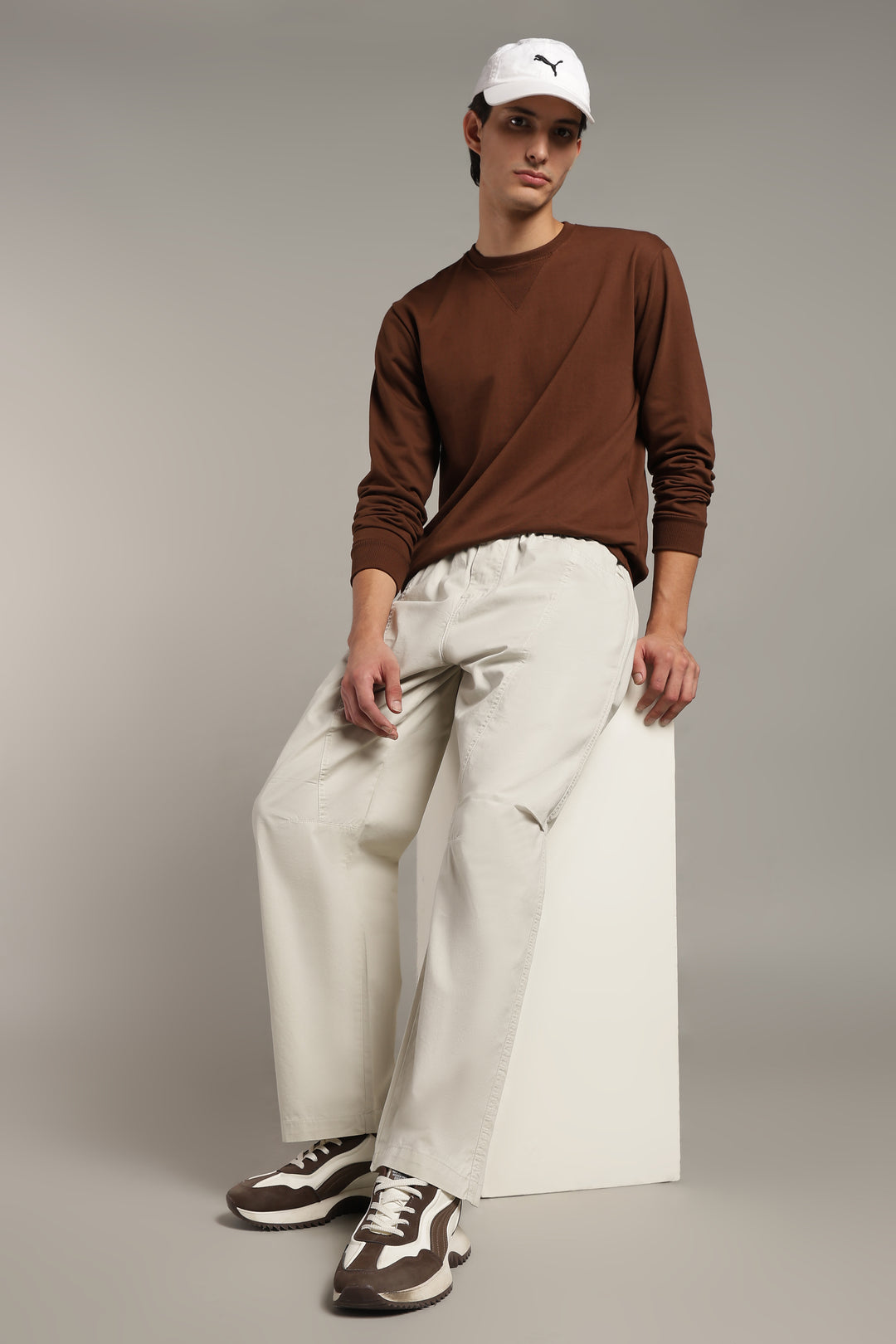 Men’s Cream Relaxed Utility Pants