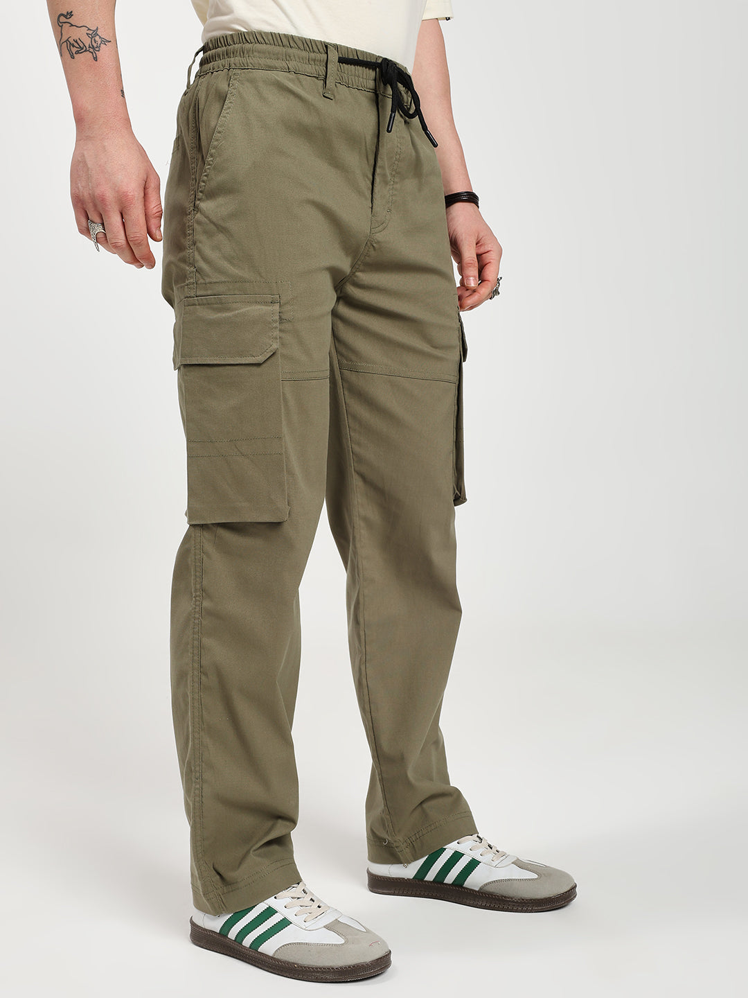 Men’s Olive Green Six-Pockets Cargo Pant