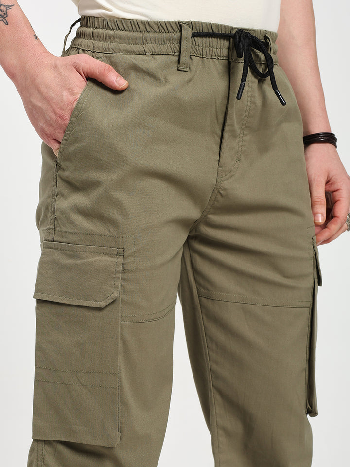 Men’s Olive Green Six-Pockets Cargo Pant