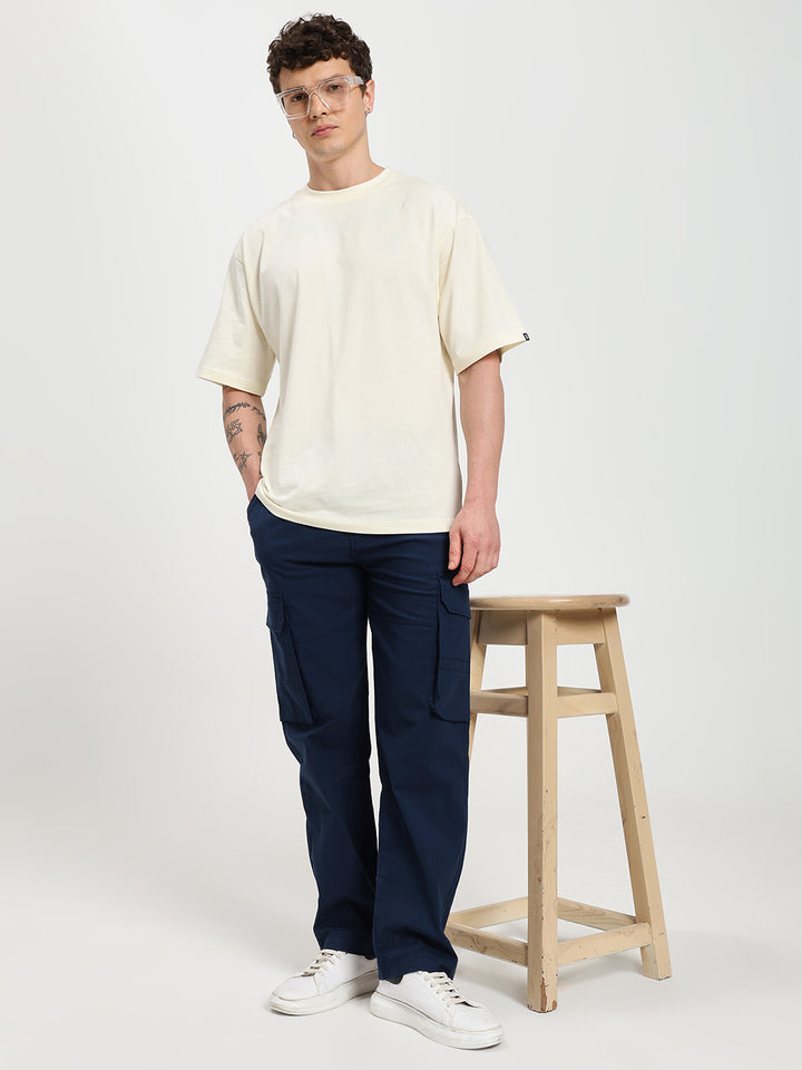 Men’s Navy Blue Six-Pockets Cargo Pant