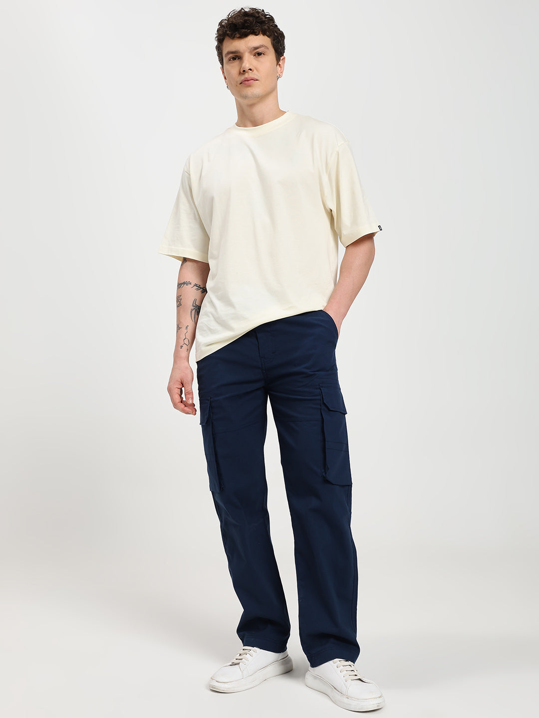 Men’s Navy Blue Six-Pockets Cargo Pant