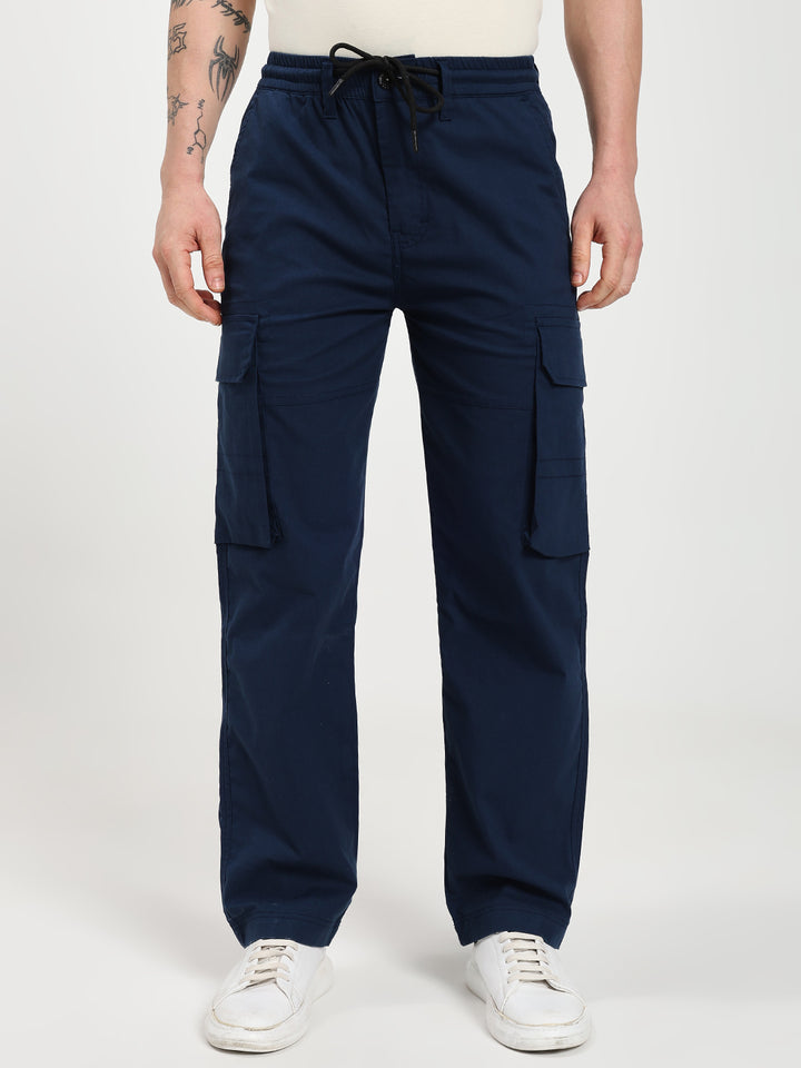 Men’s Navy Blue Six-Pockets Cargo Pant
