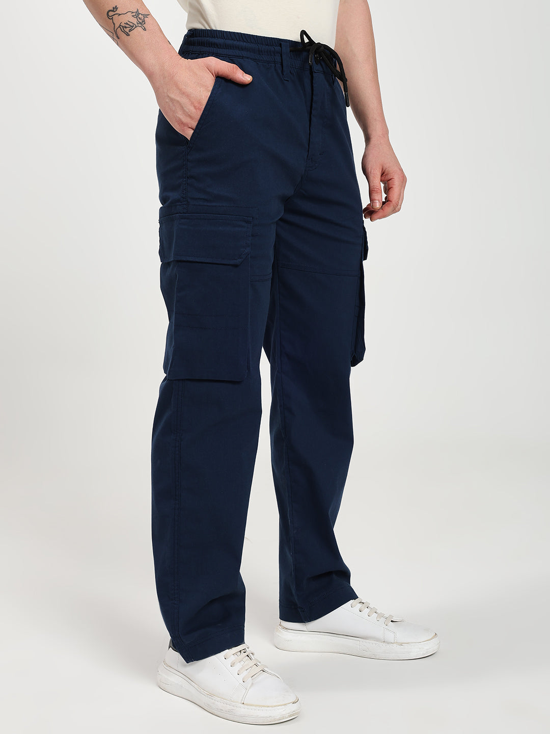 Men’s Navy Blue Six-Pockets Cargo Pant