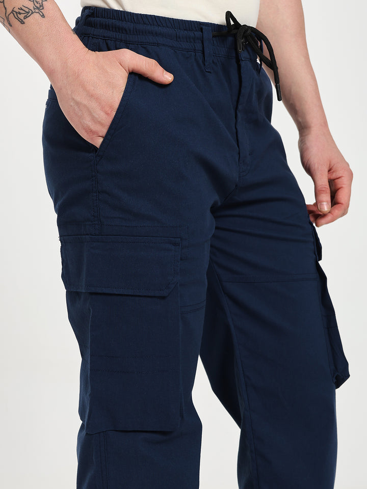 Men’s Navy Blue Six-Pockets Cargo Pant