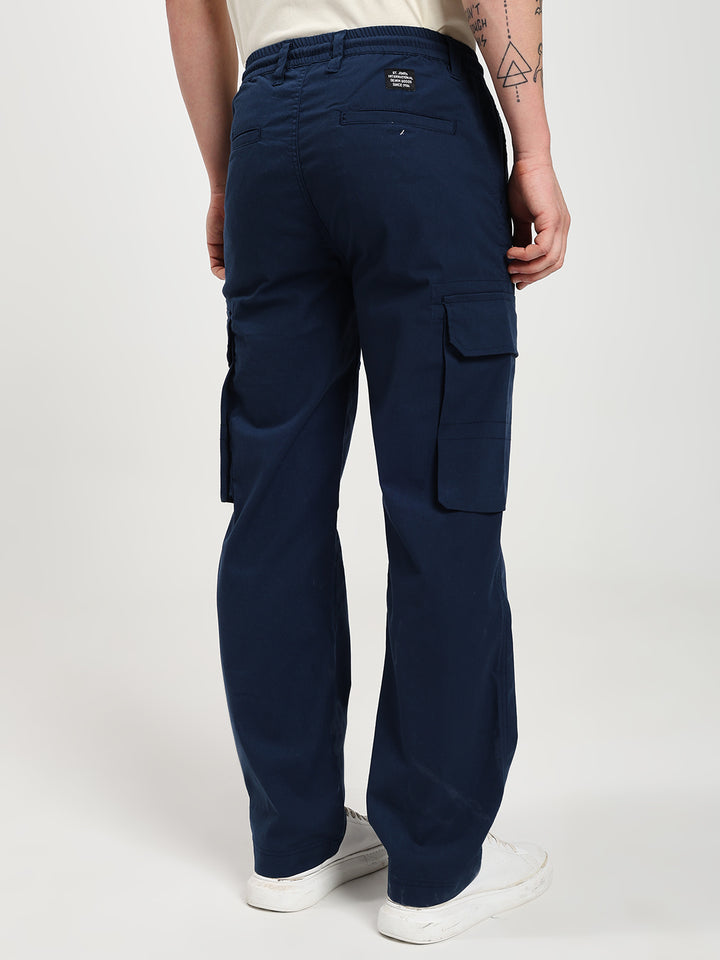 Men’s Navy Blue Six-Pockets Cargo Pant