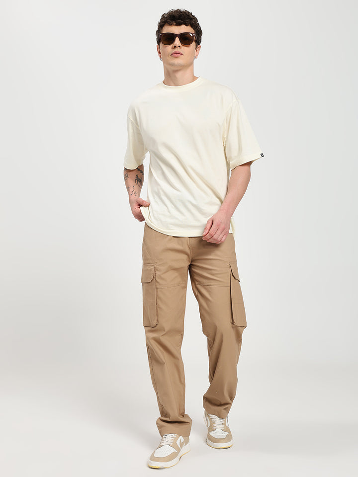 Men’s Beige Six-Pockets Cargo Pant