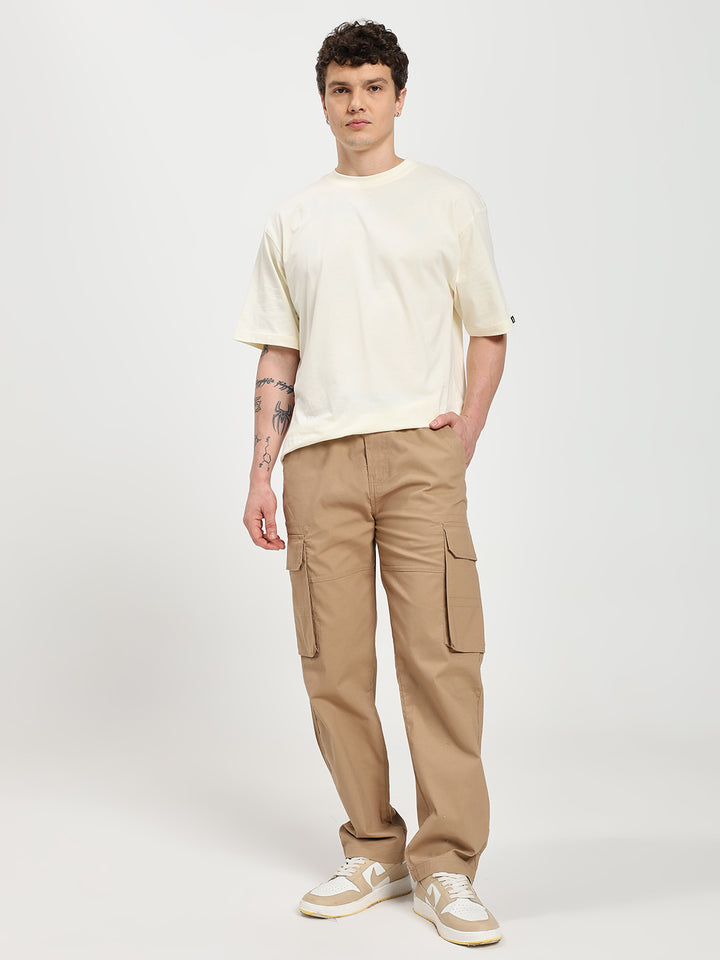 Men’s Beige Six-Pockets Cargo Pant