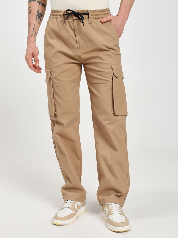 Men’s Beige Six-Pockets Cargo Pant