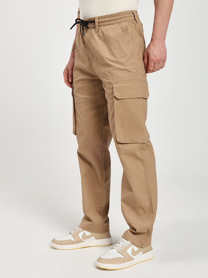 Men’s Beige Six-Pockets Cargo Pant