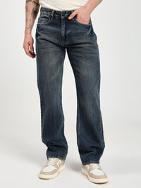 Men's Regular Fit Dark Blue Jeans