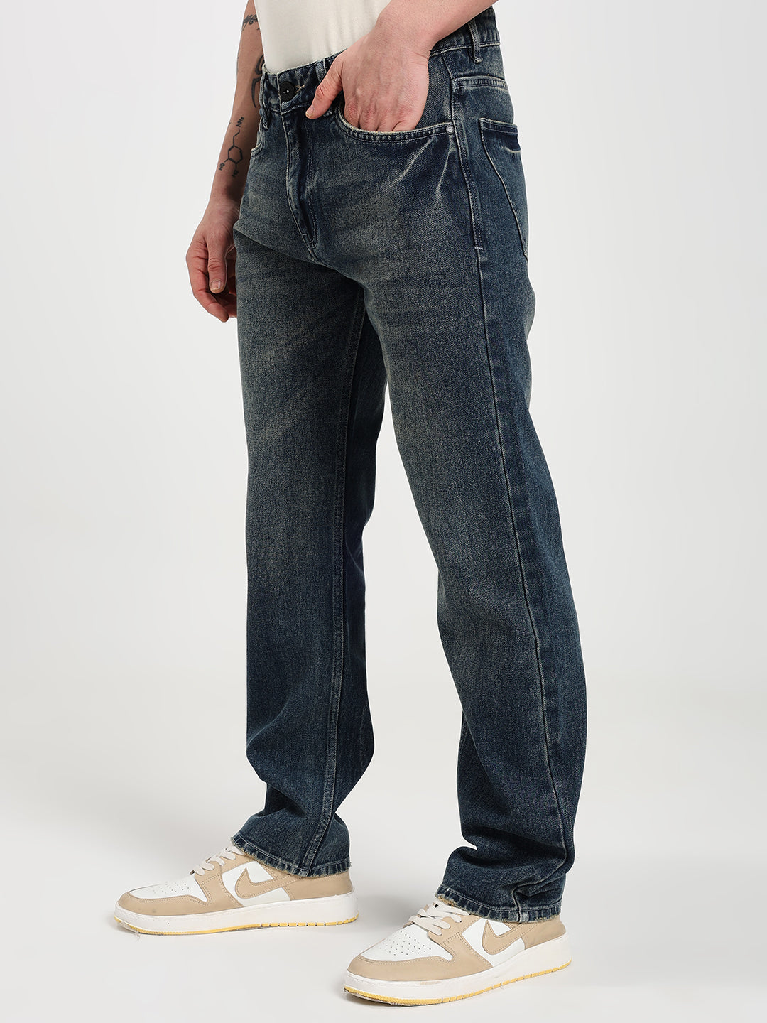Men's Regular Fit Dark Blue Jeans