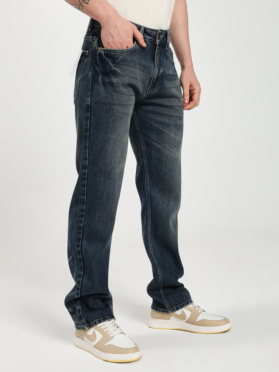 Men's Regular Fit Dark Blue Jeans
