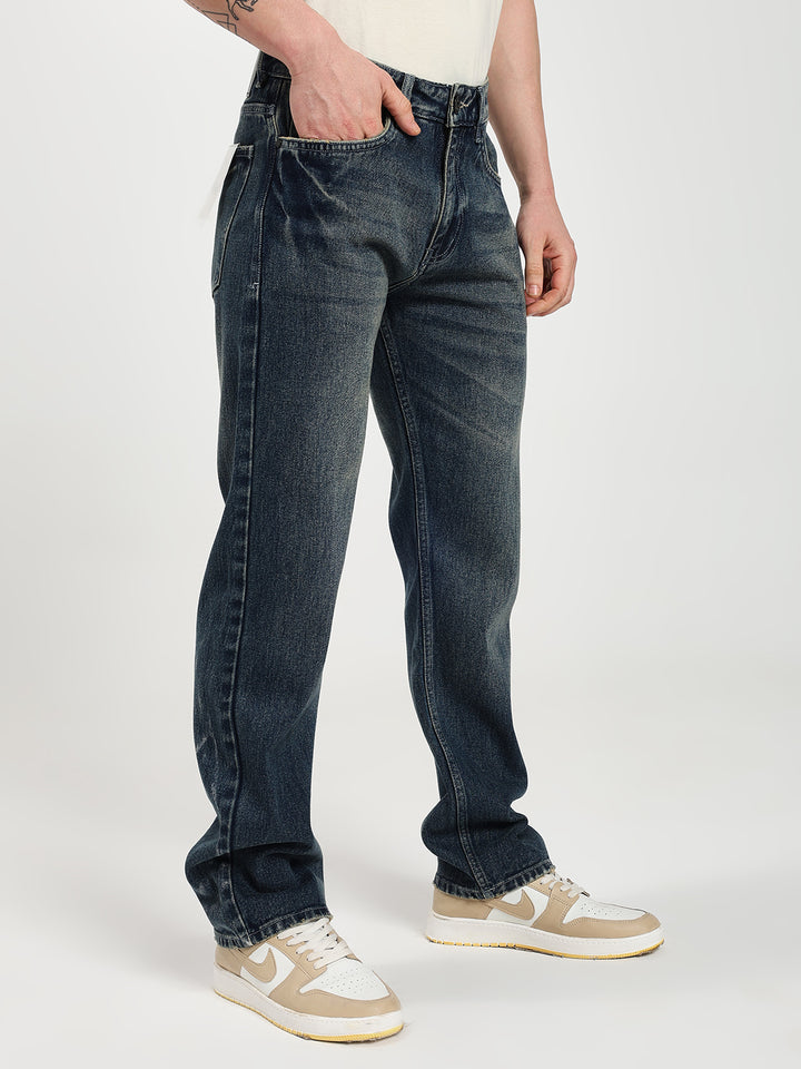 Men's Regular Fit Dark Blue Jeans