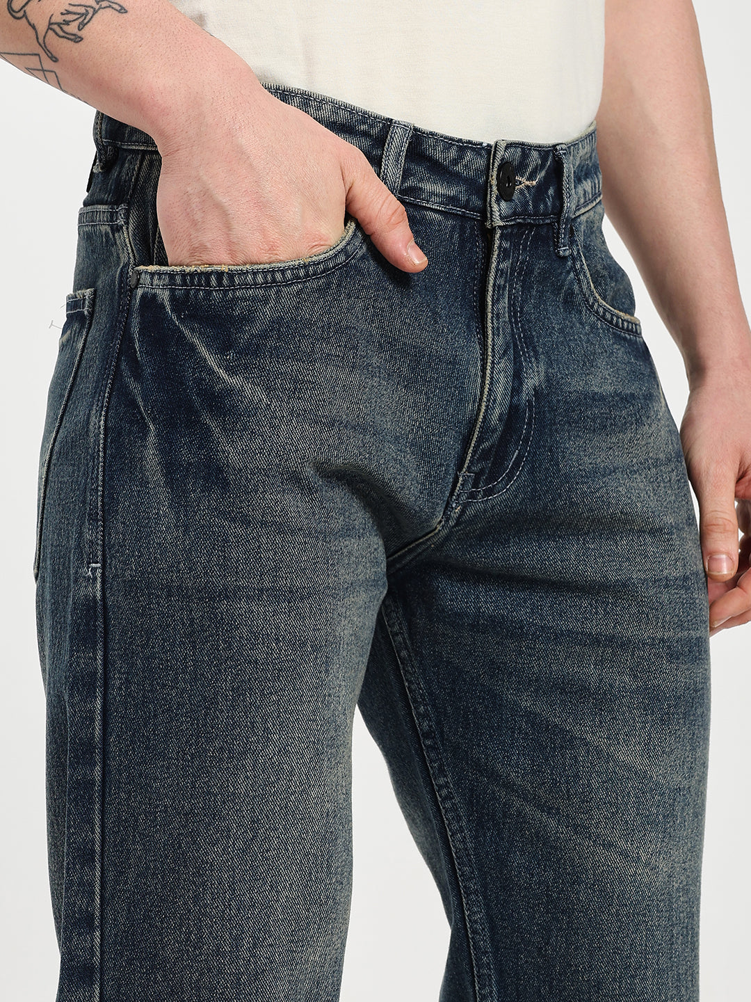 Men's Regular Fit Dark Blue Jeans