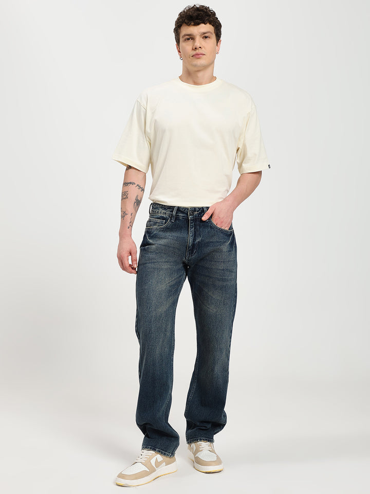 Men's Regular Fit Dark Blue Jeans