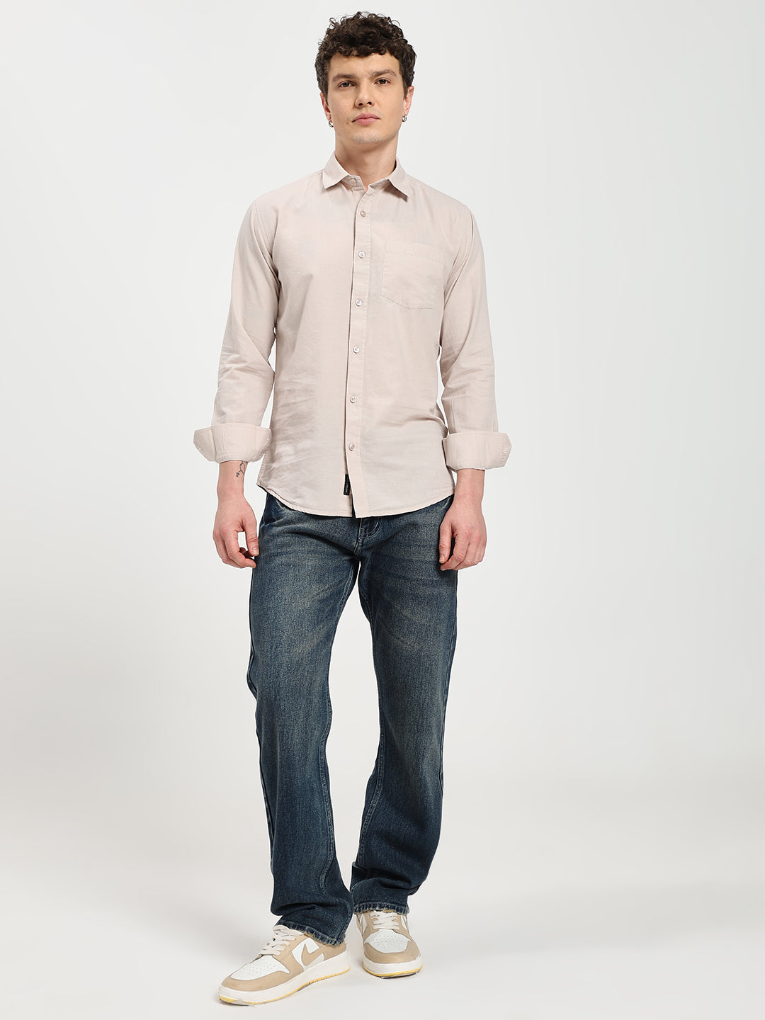 Men’s Stylish Grey Solid Shirt