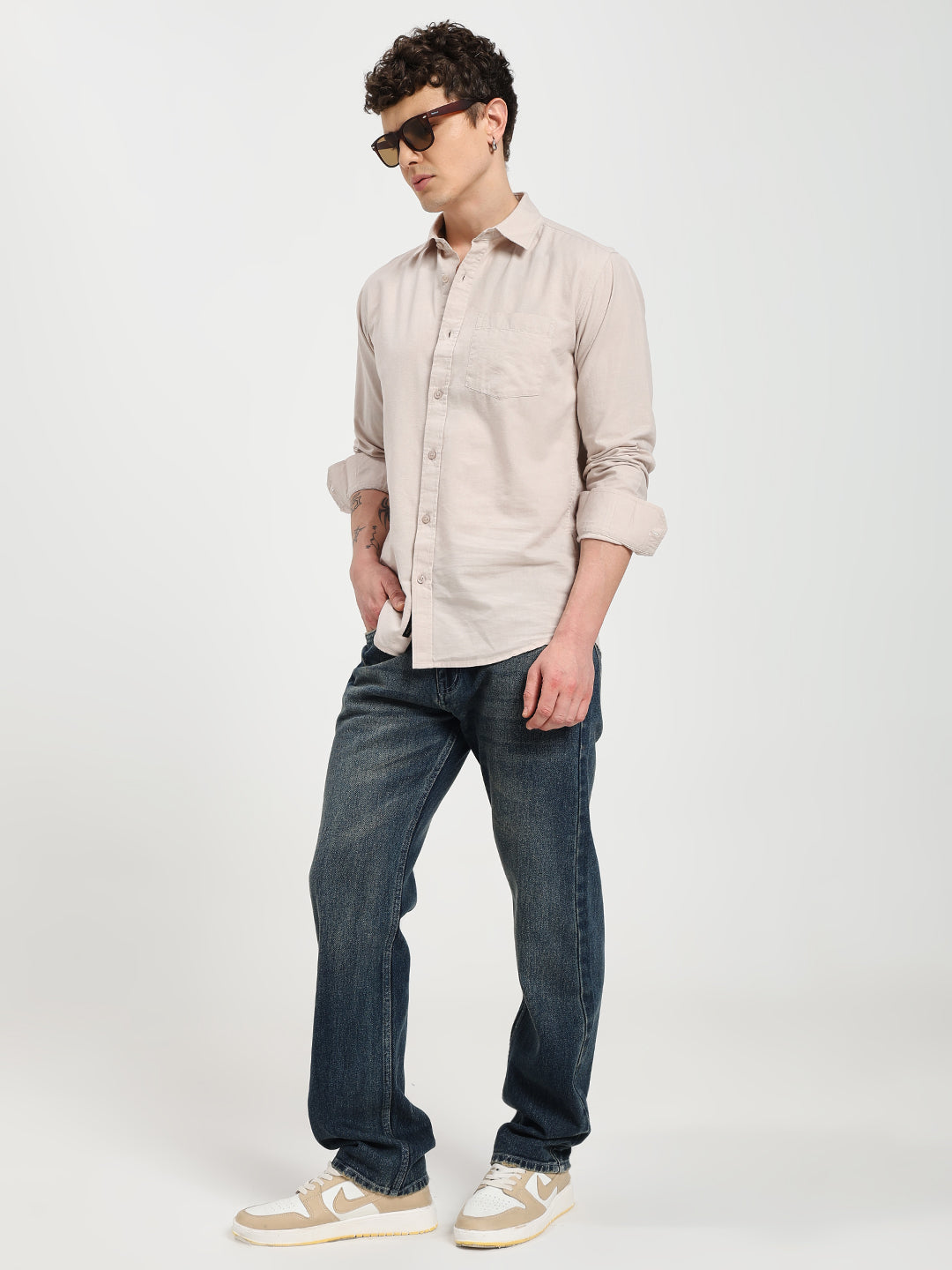 Men’s Stylish Grey Solid Shirt