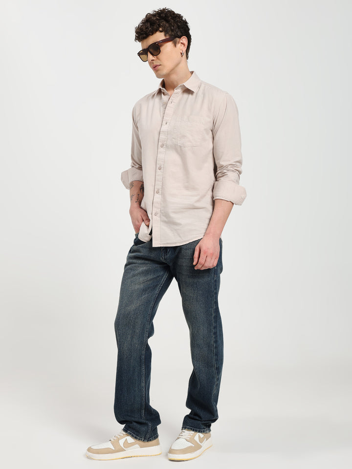 Men’s Stylish Grey Solid Shirt
