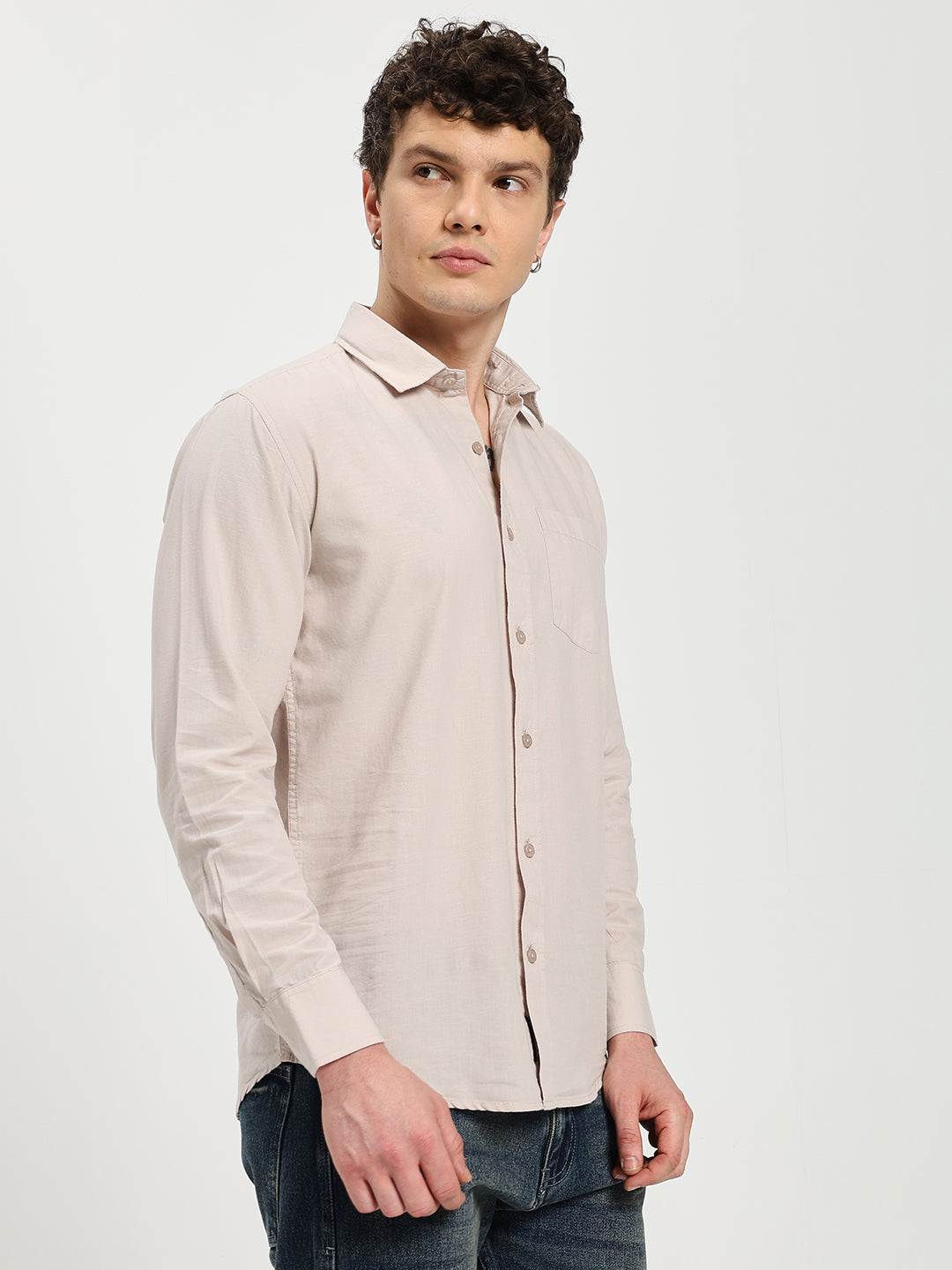 Men’s Stylish Grey Solid Shirt