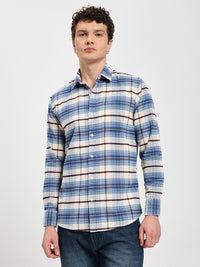 Men's Regular Fit Blue Corduroy Casual Shirt