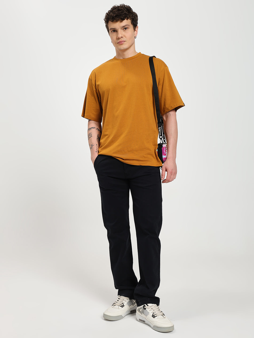 Black Comfort-Fit Heavy Chinos for Men