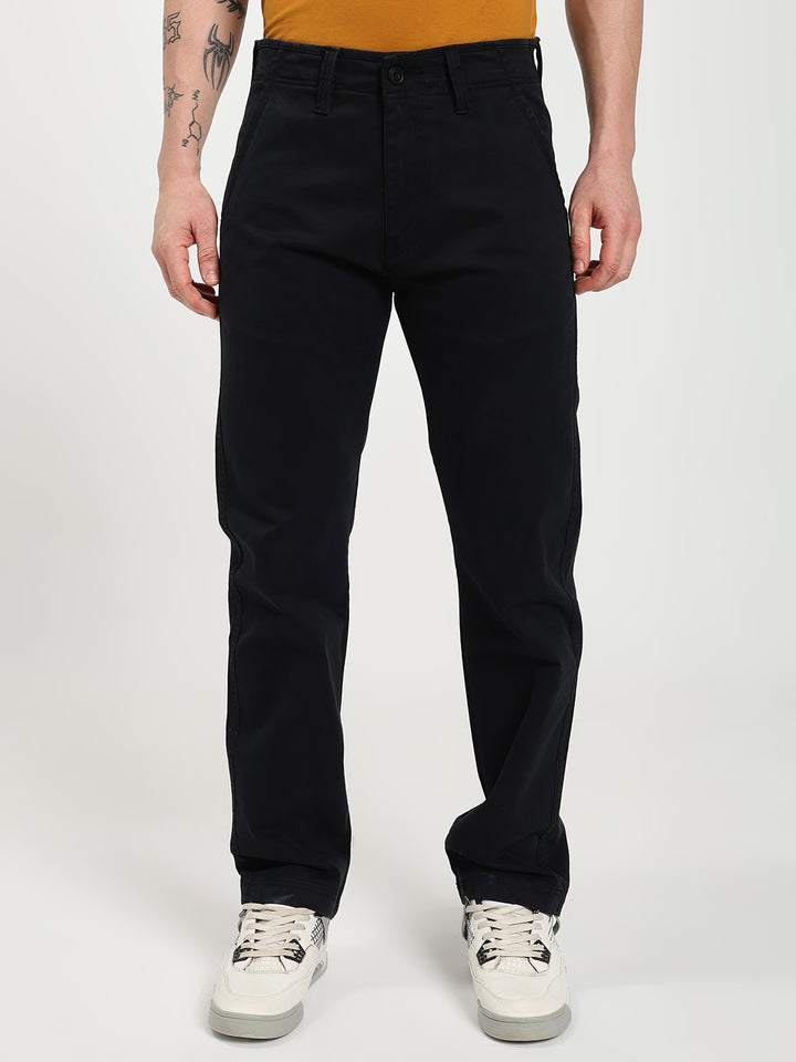 Black Comfort-Fit Heavy Chinos for Men
