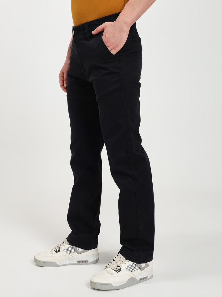 Black Comfort-Fit Heavy Chinos for Men