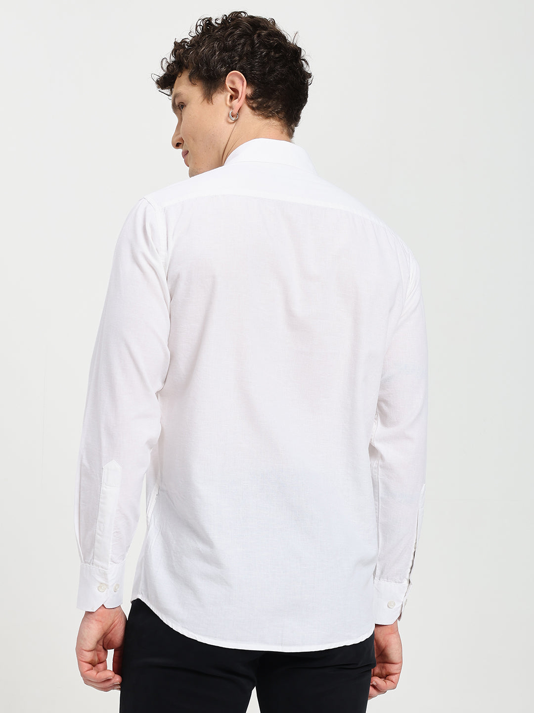 Men’s Stylish White Solid Shirt