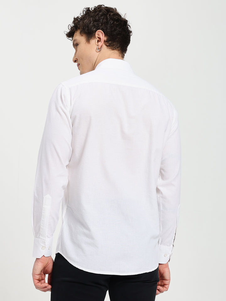 Men’s Stylish White Solid Shirt