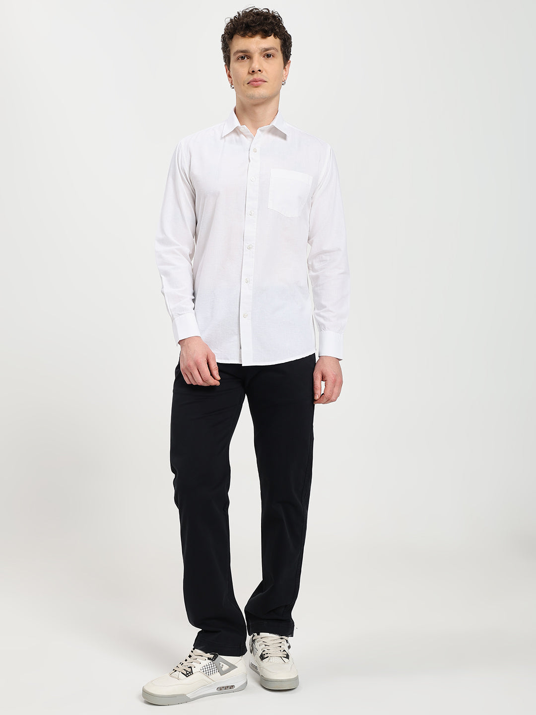 Men’s Stylish White Solid Shirt