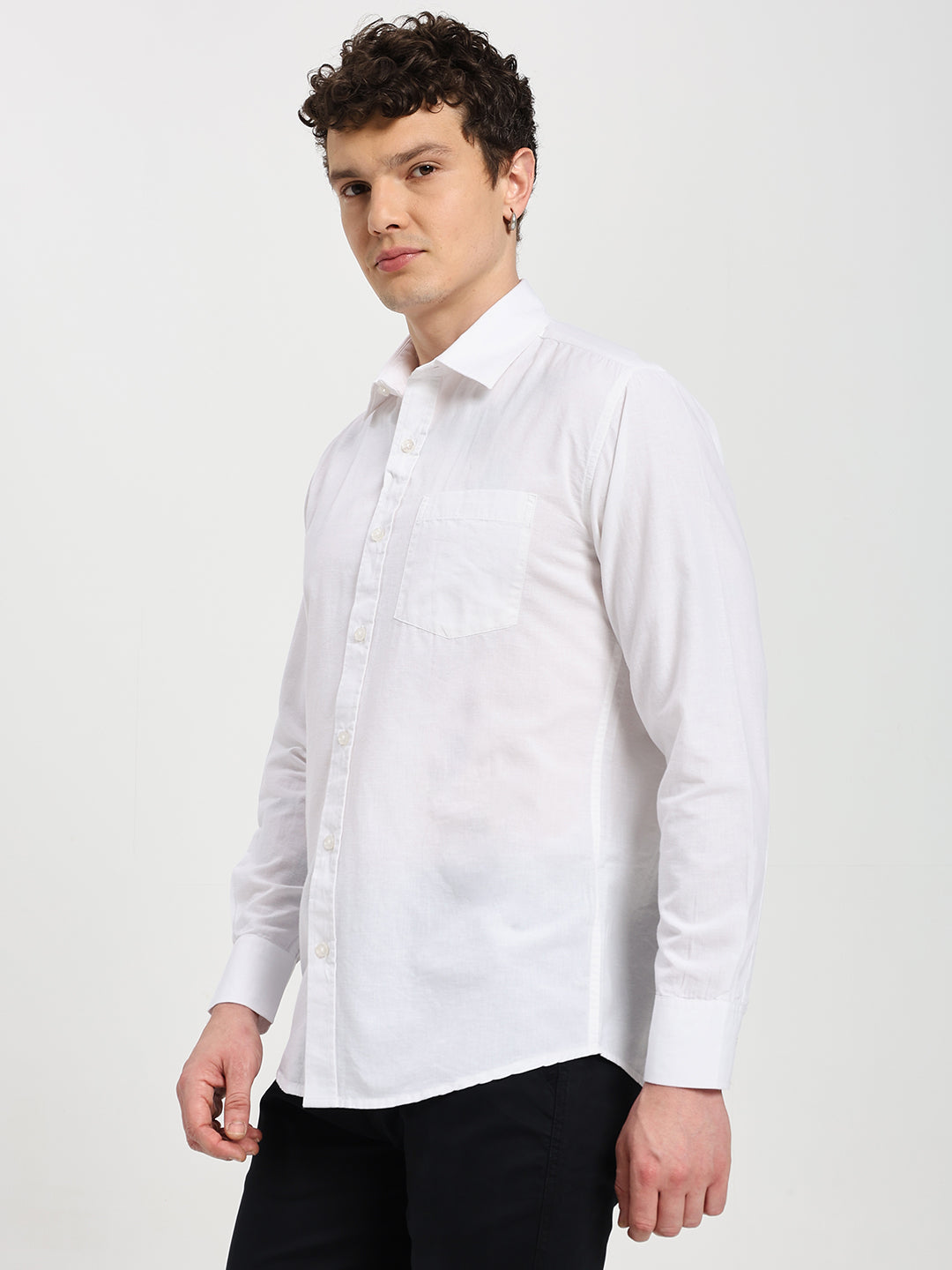 Men’s Stylish White Solid Shirt