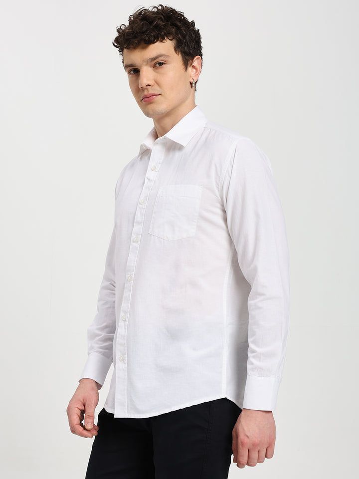 Men’s Stylish White Solid Shirt
