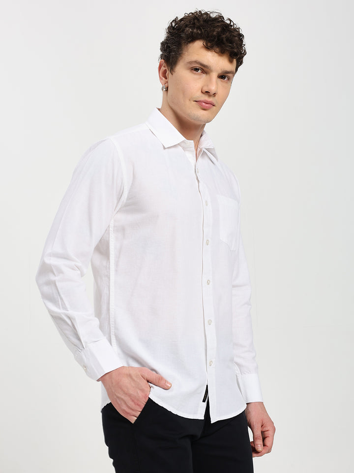 Men’s Stylish White Solid Shirt