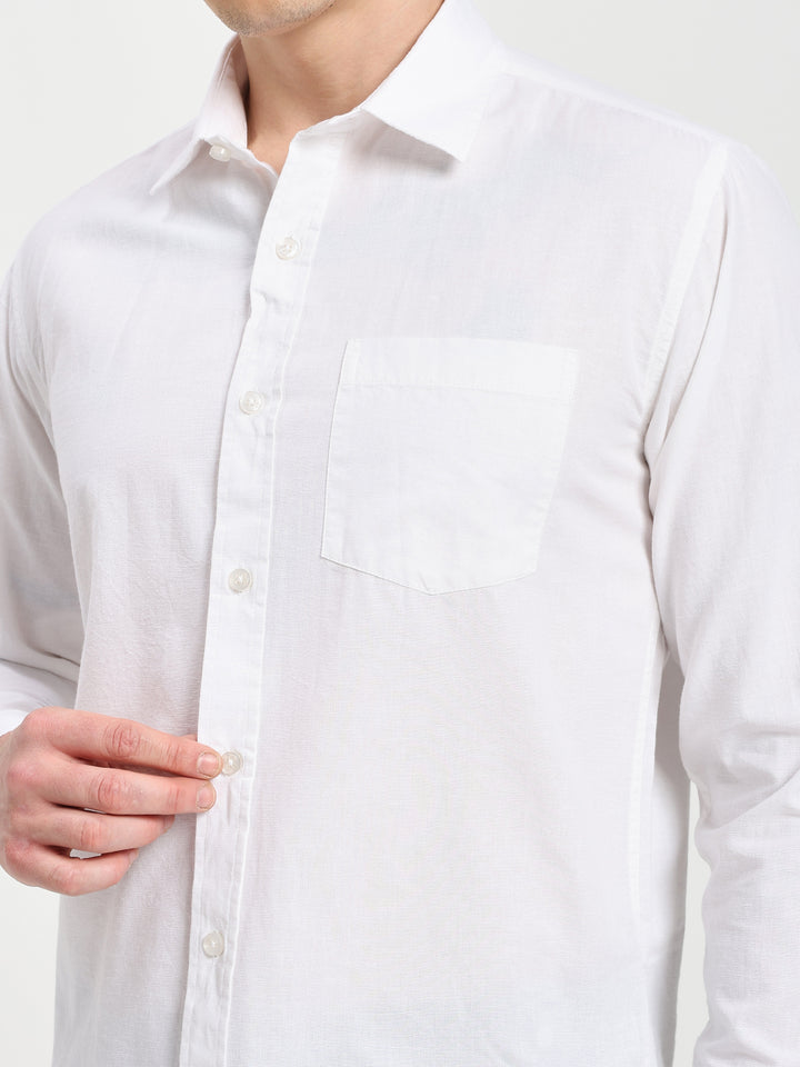 Men’s Stylish White Solid Shirt