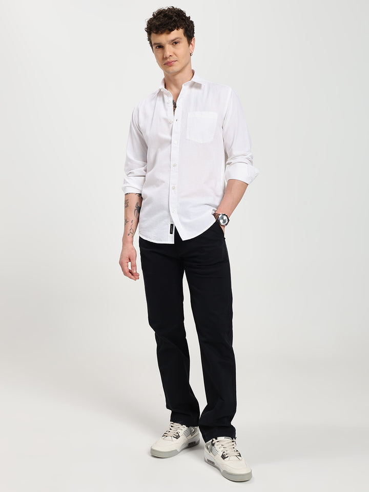Men’s Stylish White Solid Shirt